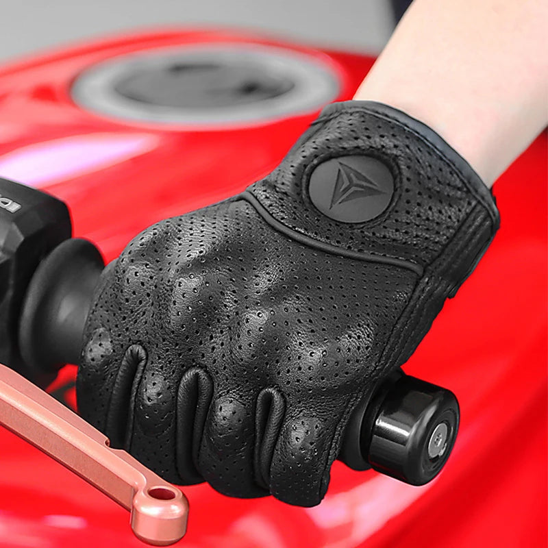 Unisex Leather Carbon Motorbike Gloves