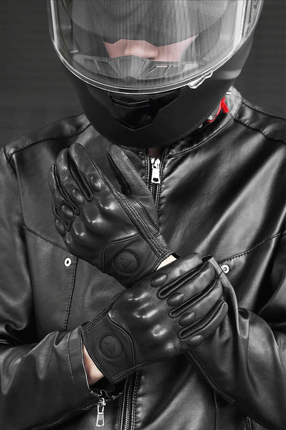 Unisex Leather Carbon Motorbike Gloves